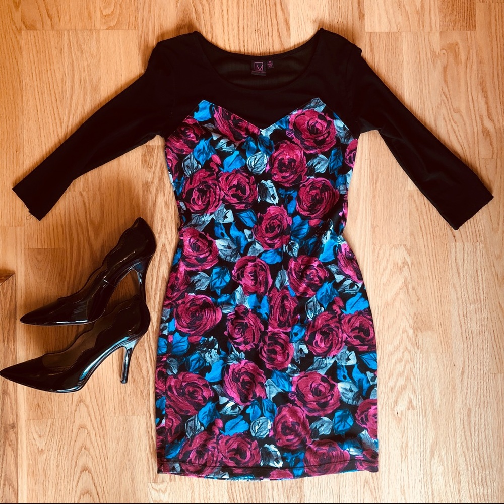 Floral and mesh party dress